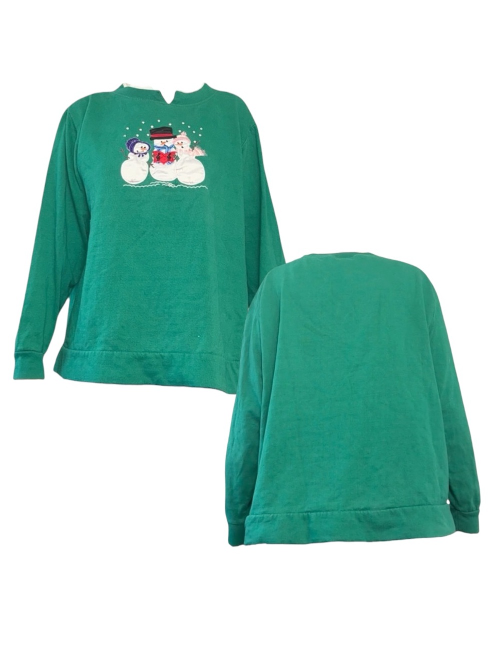 Vintage Snowman Graphic Green Sweatshirt